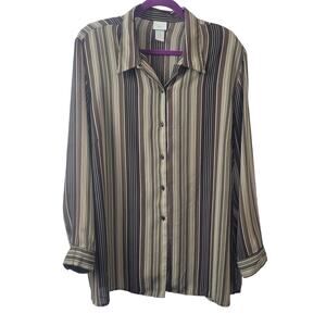 Vintage Studio C Women's  Long Sleeve Striped Blouse Size 20